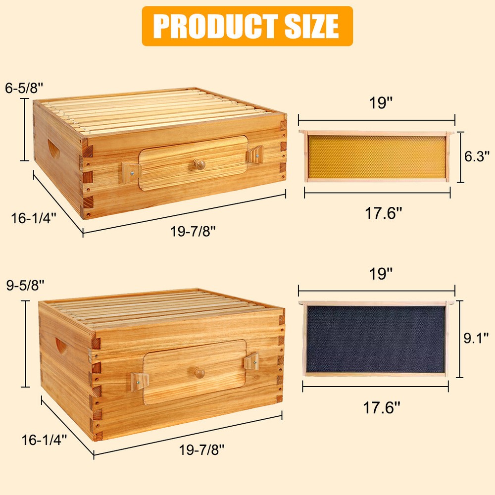BeeCastle 10-Frame Langstroth Beeswax Coated Beehive with Plexiglass Windows