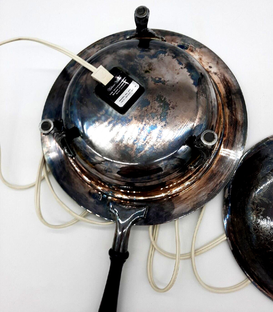 Vtg Webster Wilcox Electric Silverplate Footed Covered Warming Buffet Server