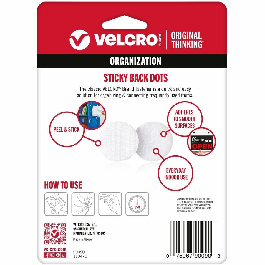 Velcro 90090 Hook & Loop Fastener Coins 75 Pack White