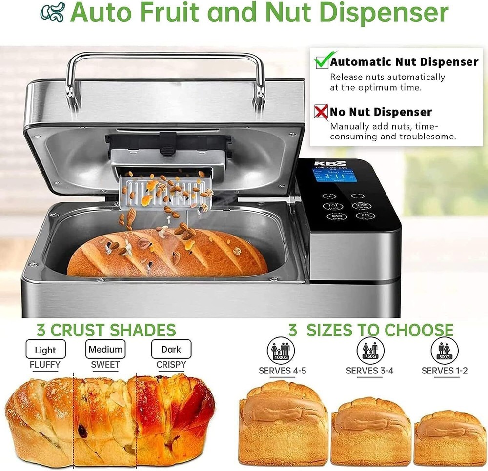 17-in-1 Programmable XL Bread Maker with Fruit Nut Dispenser