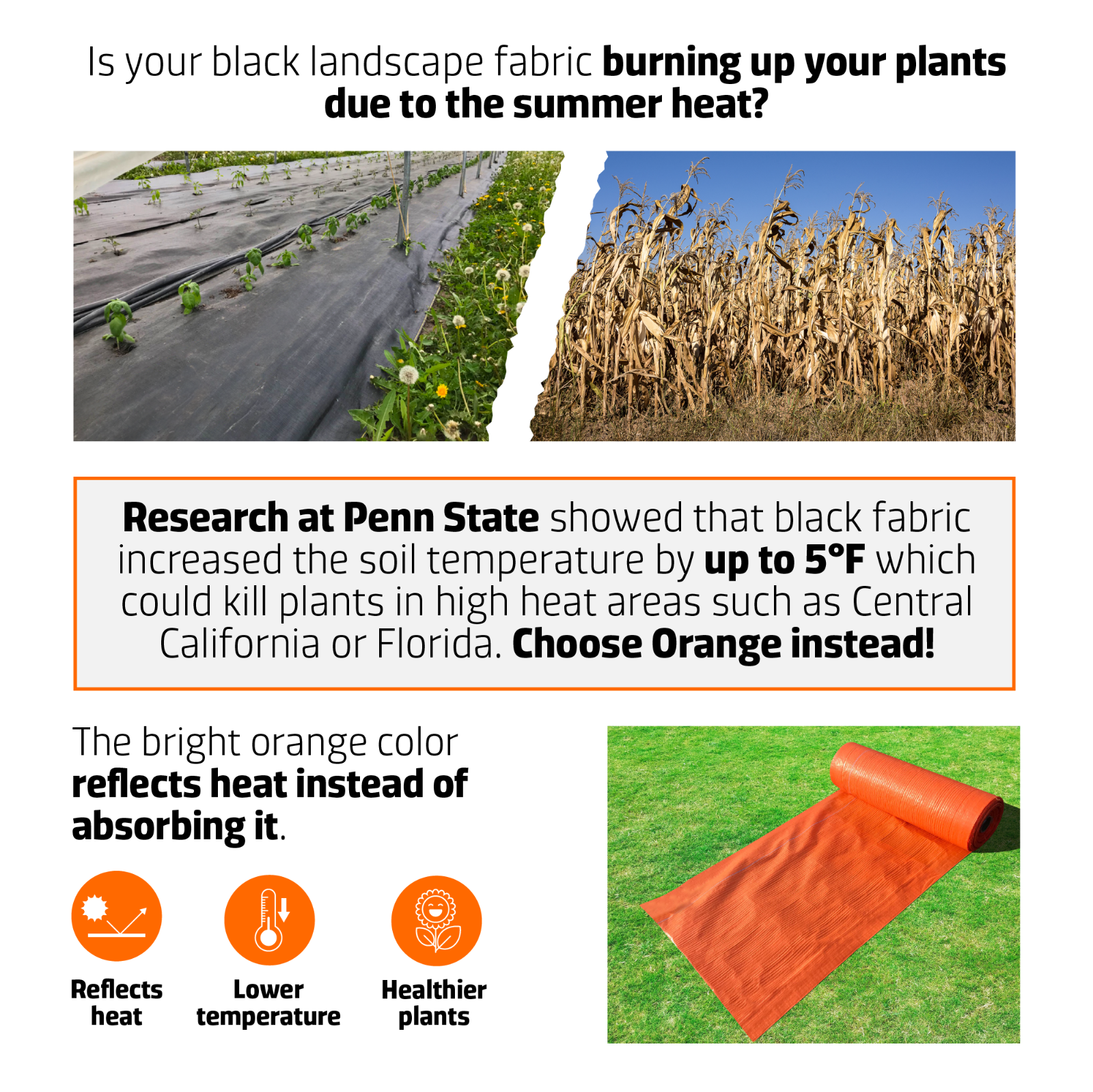 40 Year - Landscape Fabric - Orange Ground Cover Weed Barrier Control