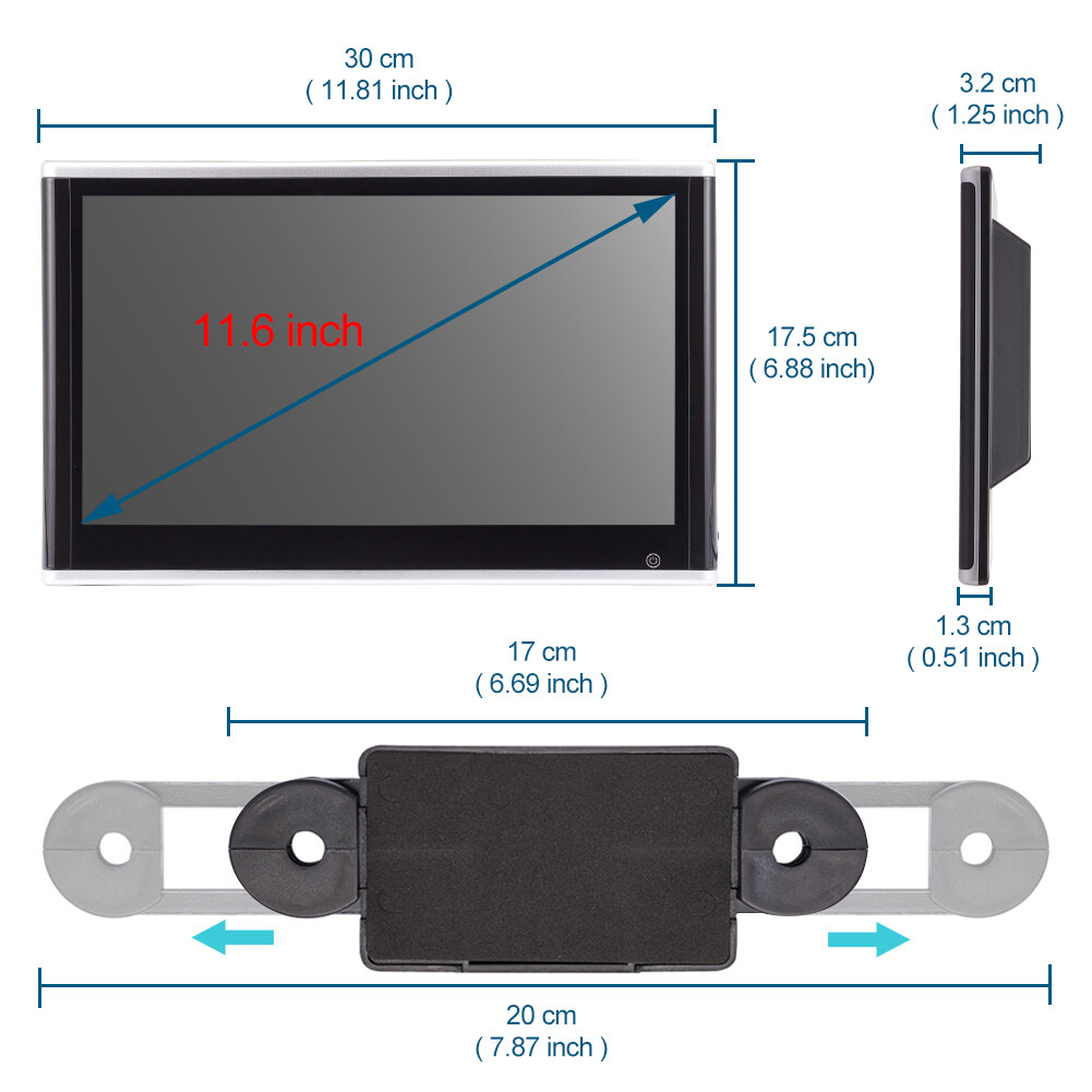 11.6in Android 9.0 Headrest Monitor Video Player for Car TV Touch Screen WiFi US
