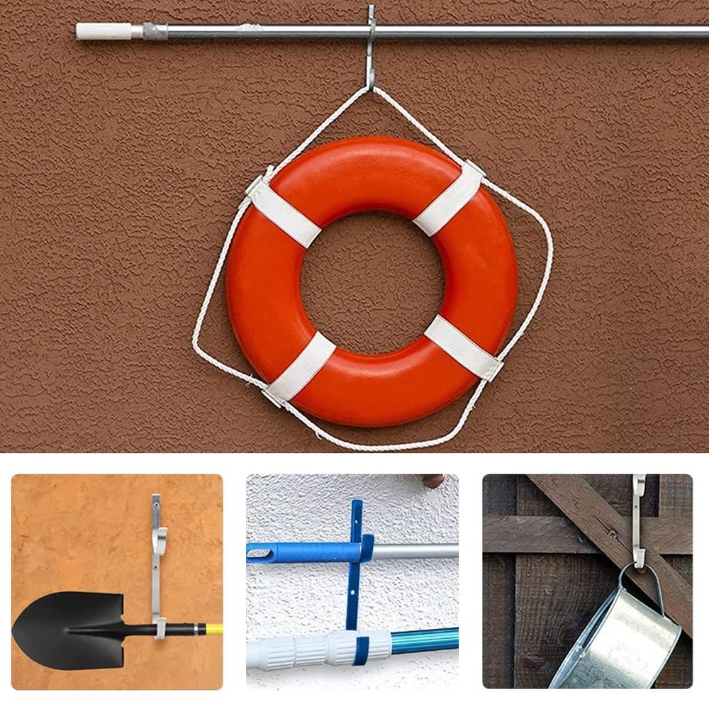 Pool Aluminum Pole Hanger Set Blue 1Pack 2 Hooks 1 Pair
