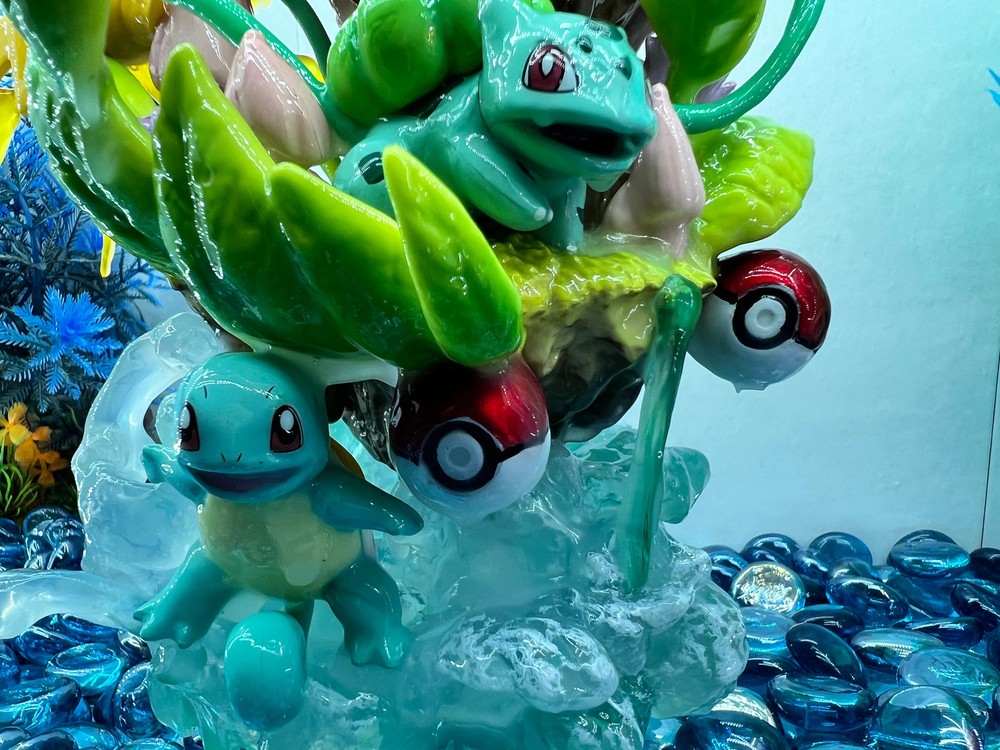Pikachu, Squirtle, Charmander, & Bulbasaur Aquarium Statue