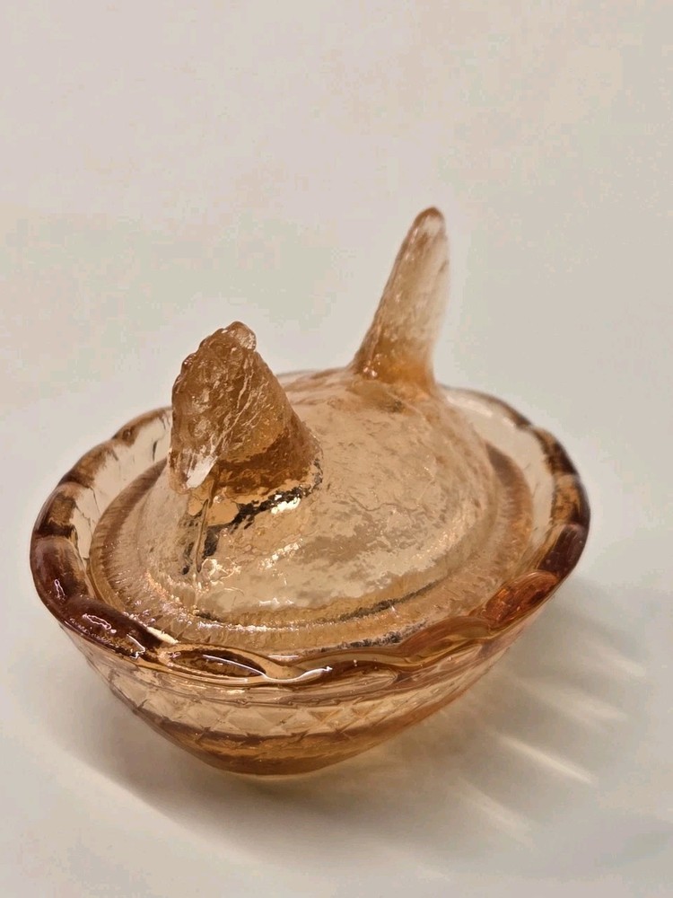 Mini Hen Chick on Nest Amber Salt Cellar