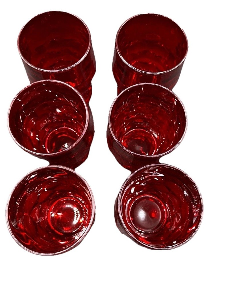 Vintage Glasses Honey Comb Pattern by Viking (6) Ruby Red