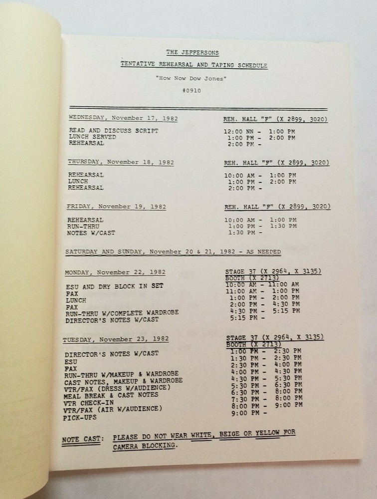 THE JEFFERSONS / Peter Casey 1982 TV Script, "How Now Dow Jones"