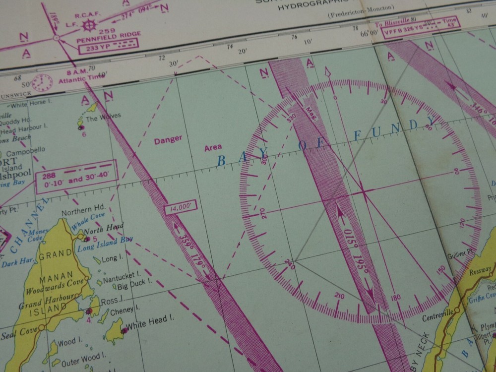 WW2 (1945) "RESTRICTED" RCAF Map "ACTIVE AIR DEFENCE ZONE - OFFICIAL USE ONLY"