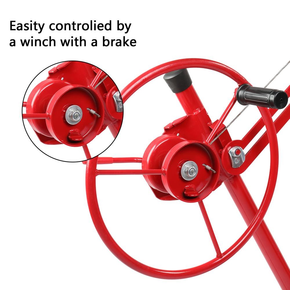 16FT Drywall Panel Hoist Dry Wall Rolling Caster Lifter Construction Tool Red