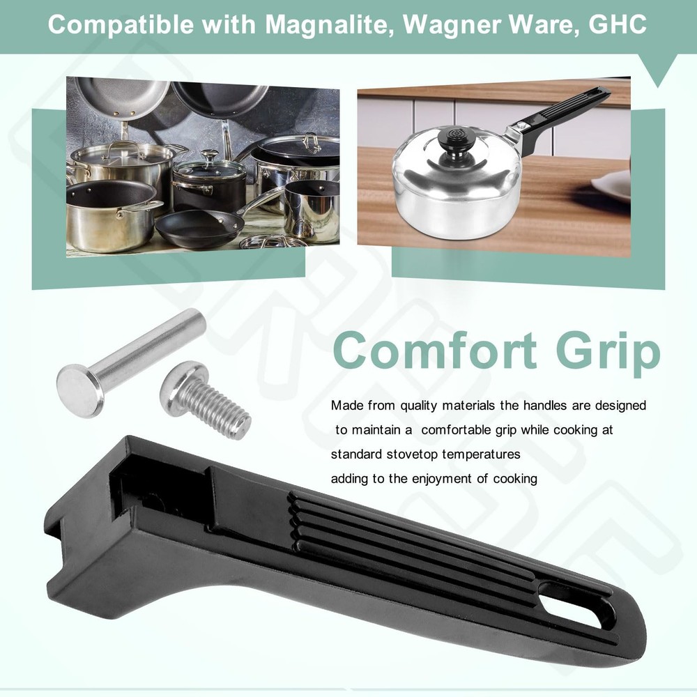BERPSE Cookware Pot Replacement Handles for Magnalite, Wagner middle, Black