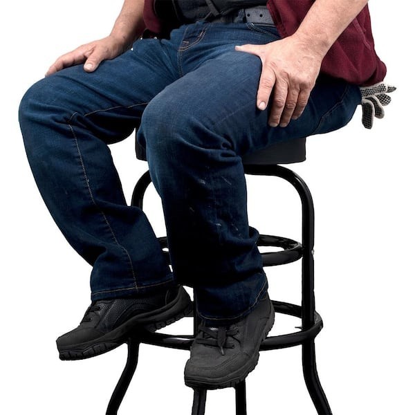 Shop Stool 360° Swivel Seat 29" Workshop Garage Bar Chair Cushioned Black