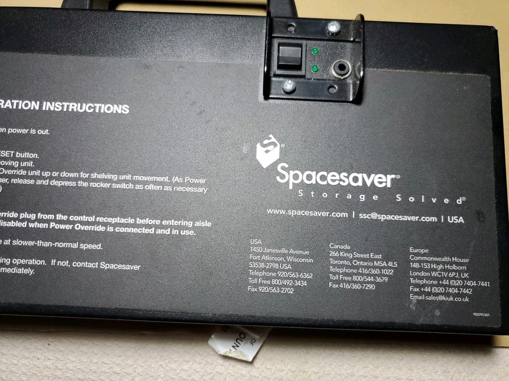 Spacesaver Eclipse Powered System Override .