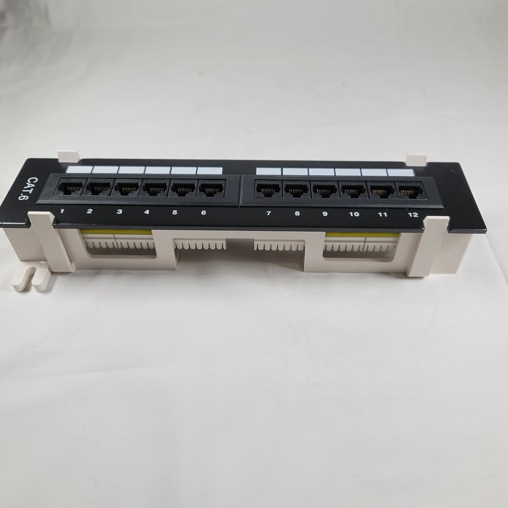 Cat6 UTP 12 Port Network Mini Patch Panel 110 with Surface Wall Mount Bracket