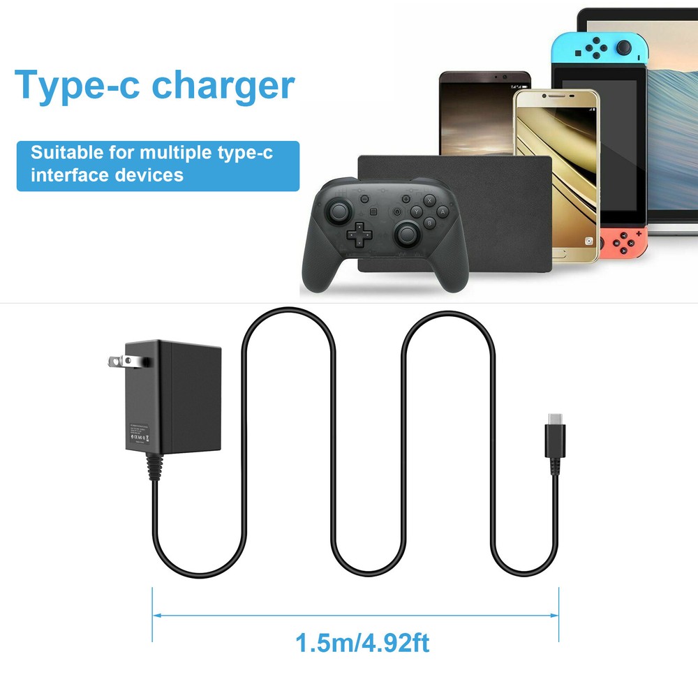 FAST Switch Charger For Nintendo Switch/Lite AC Adapter Power Supply Plug Type C