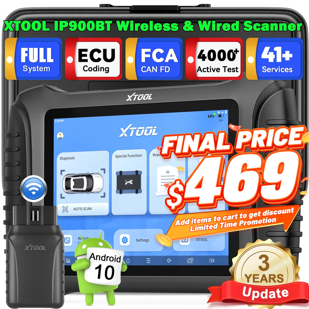 XTOOL IP900BT Wireless Car Diagnostic Scanner Tool CANFD & DOIP &FCA Active Test