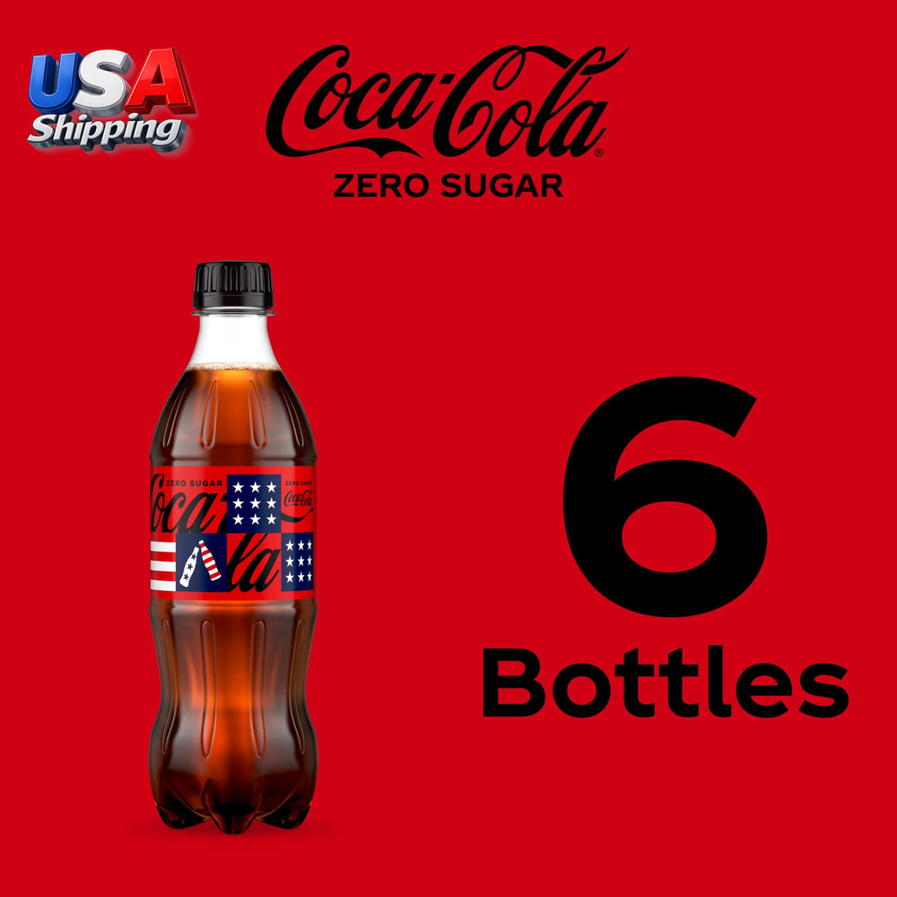 Coca-Cola Zero Sugar Soda Pop Bottles, 16.9 Fl Oz, 6 Pack
