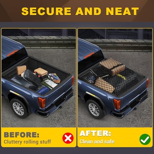 Truck Bed Cargo Net, Highly Elastic Double-Layered Double Layer Grid