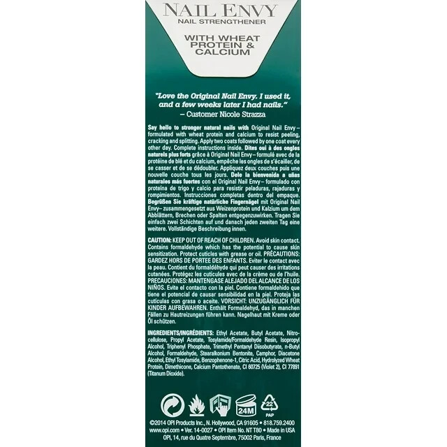OPI Nail Envy Original Formula Maximum Strengthener 0.5 Fl Oz Protect Your Nail.