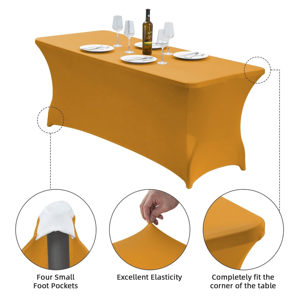 6FT Waterproof Stretch Spandex Table Cover for Rectangular Tables - Elastic F...