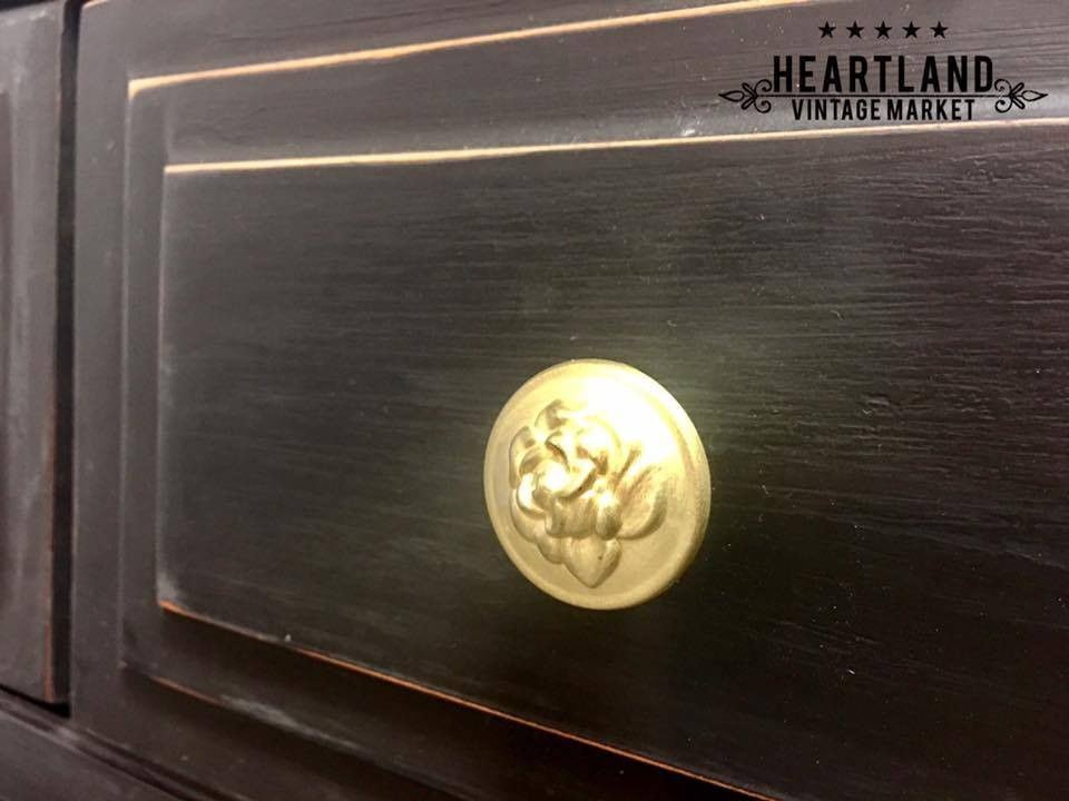 1-1/4" Old Rose Pattern Knob Soft Satin Brass