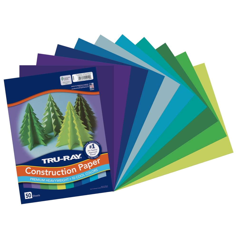 Construction Paper Cool Assorted Colors 9" x 12" Heavyweight 50 Sheets