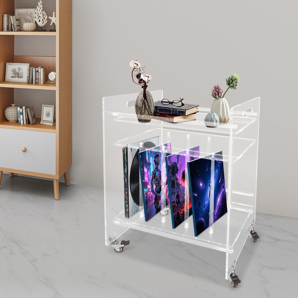 Clear Record Player Stand, Record Storage Stand, Record Player Stand Table