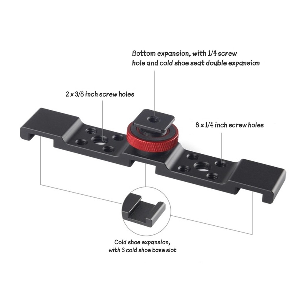 Cold Shoe Mount Bracket 3 Hot Shoe Extension Bar For DSLR Mirrorless Camera
