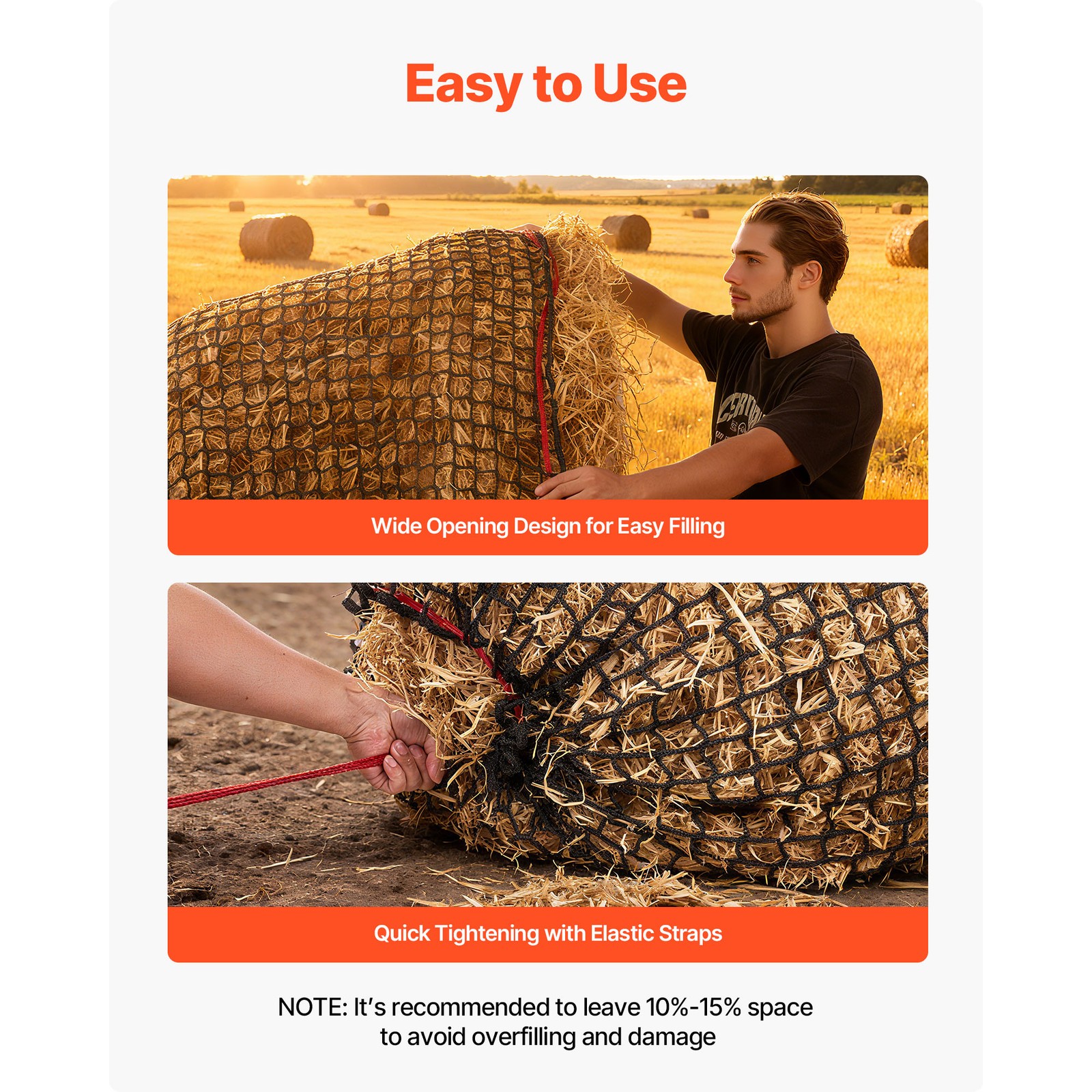 Uimoso Round Bale Hay Net Slow Feeder for Horses, 4.92 x 4.92 ft