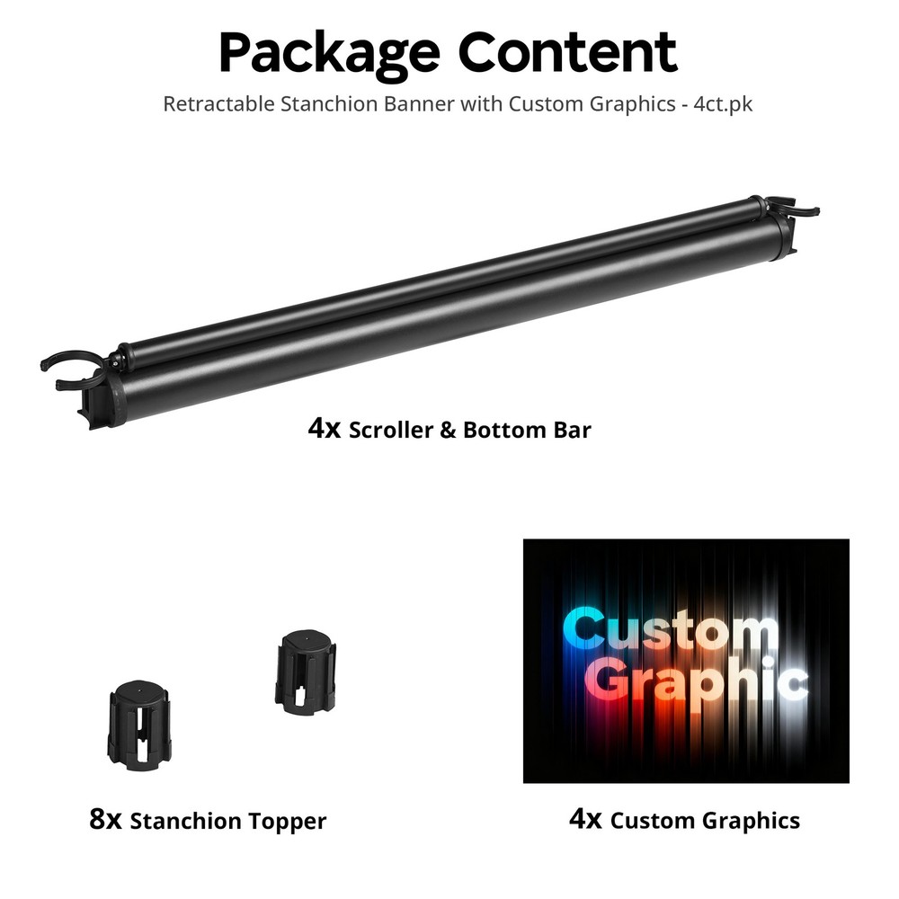 InstaHibit Custom Retractable Banner for Crowd Control Stanchions , Double