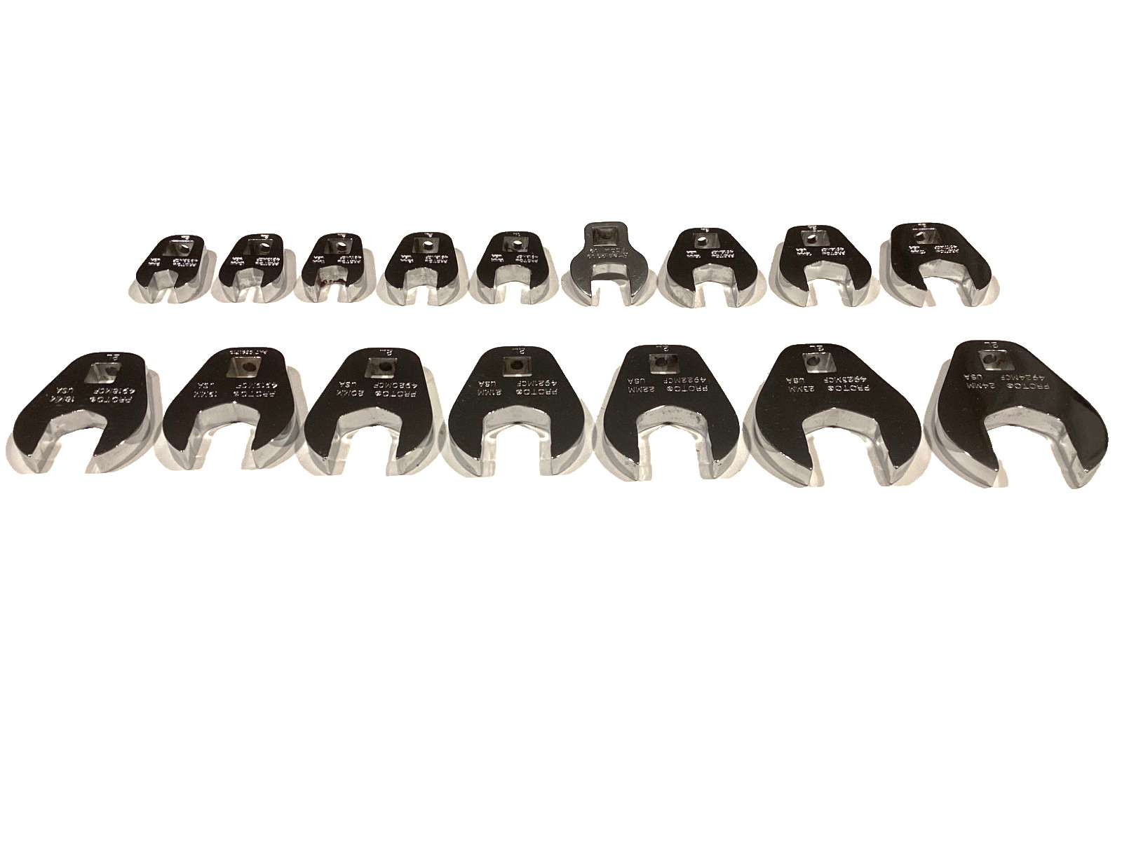 Proto And Snap On Tools USA Metric 16 Piece 3/8” Drive Crowfoot Wrench Set MINT