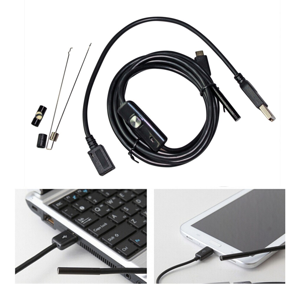 USB Snake Endoscope 5.5mm 2m Borescope Camera Inspection For Android PC Laptop