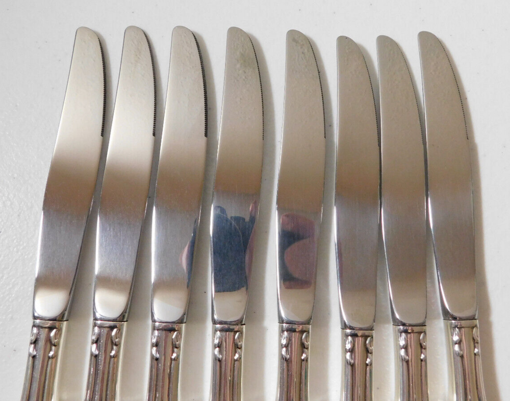 1881 ROGERS "FLIRTATION" SILVERPLATE 8 DINNER KNIVES 9" NO MONOGRAMS