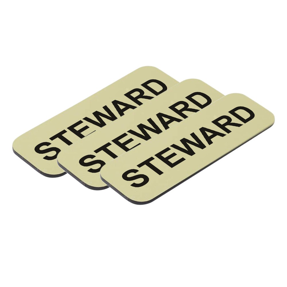 Steward 1 x 3" Name Tag, (3 Pack)