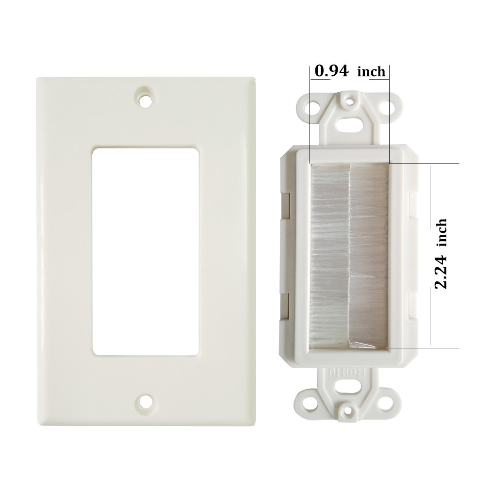 Brush Wall Plate with Mounting Bracket 6-Pack Cable Pass Through Insert Hider