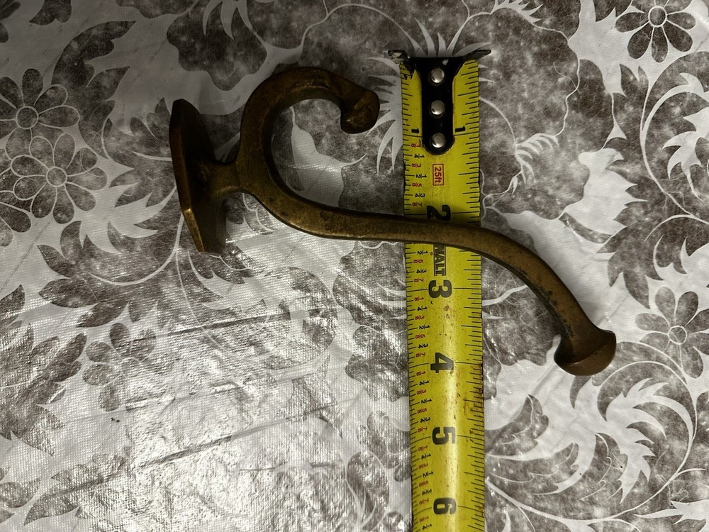 Antique Vintage Brass Coat Hook Large Double Hook