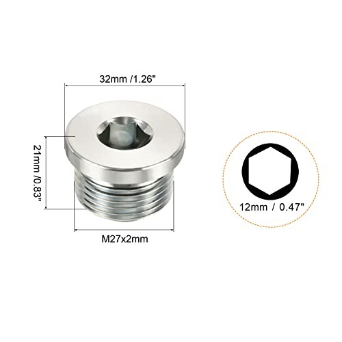 Internal Hex Head Pipe Fitting Plug, Male Thread 45# Steel Socket Plug M27*2 1