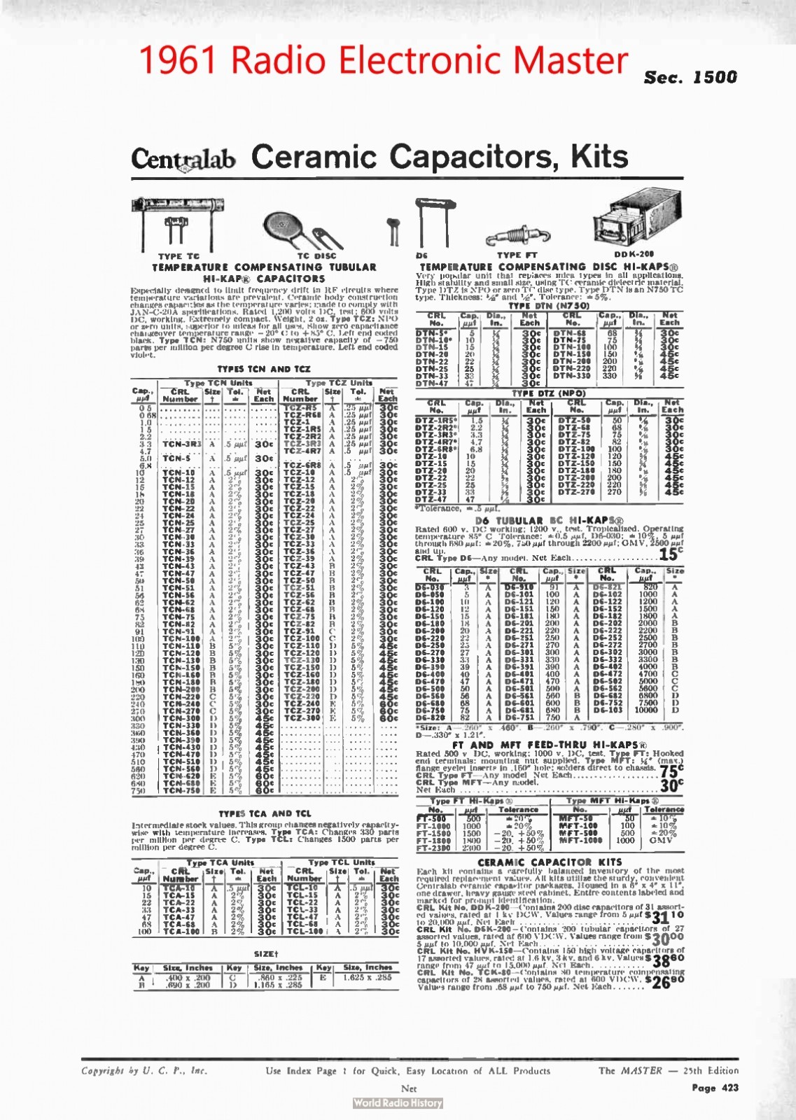 290 Packages NOS Centralab Ceramic Disc & Ceramic Tubular ‘Dogbone’ Capacitors
