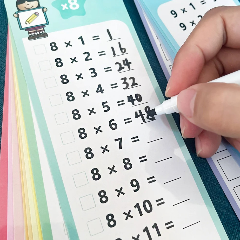 0-12 Multiplication Chart Cards Self Check Math Learning Montessori Tool