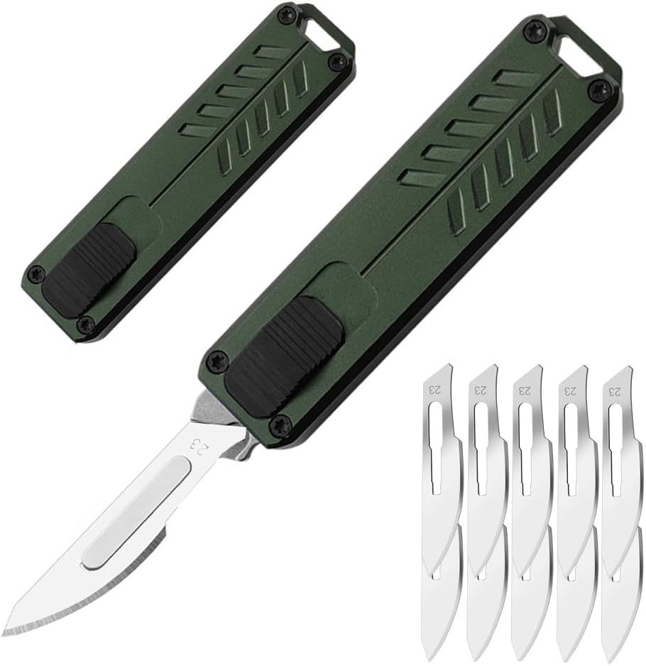 Automatic Utility Knife Safety Auto Box Cutter Retractable EDC Push Button