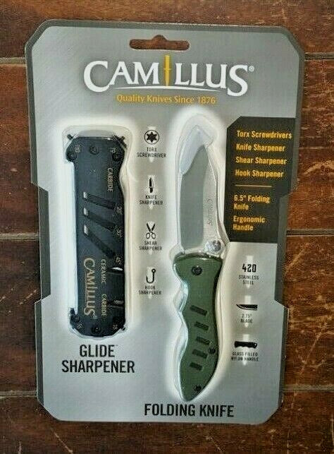 2pc Camillus Set - Glide Sharpener & 6.5" Folding Knife - Model #19386