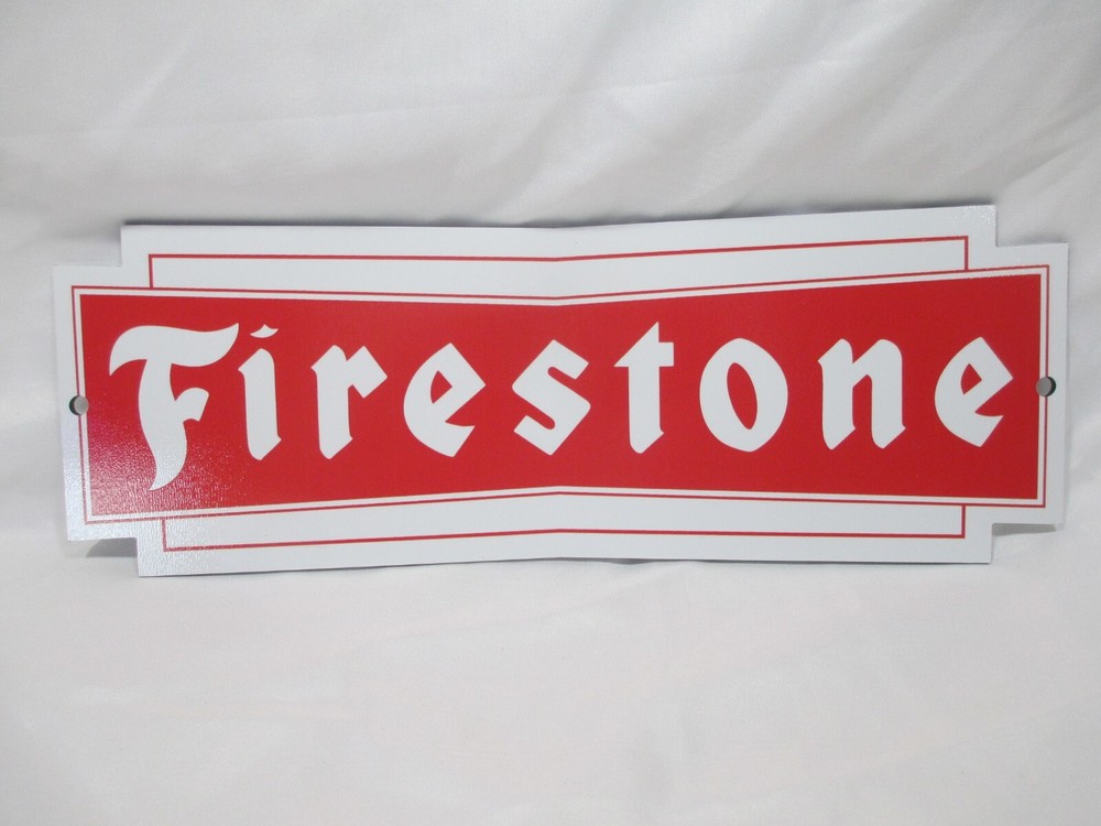 Firestone 12"x4 1/4" Die cut Metal Sign