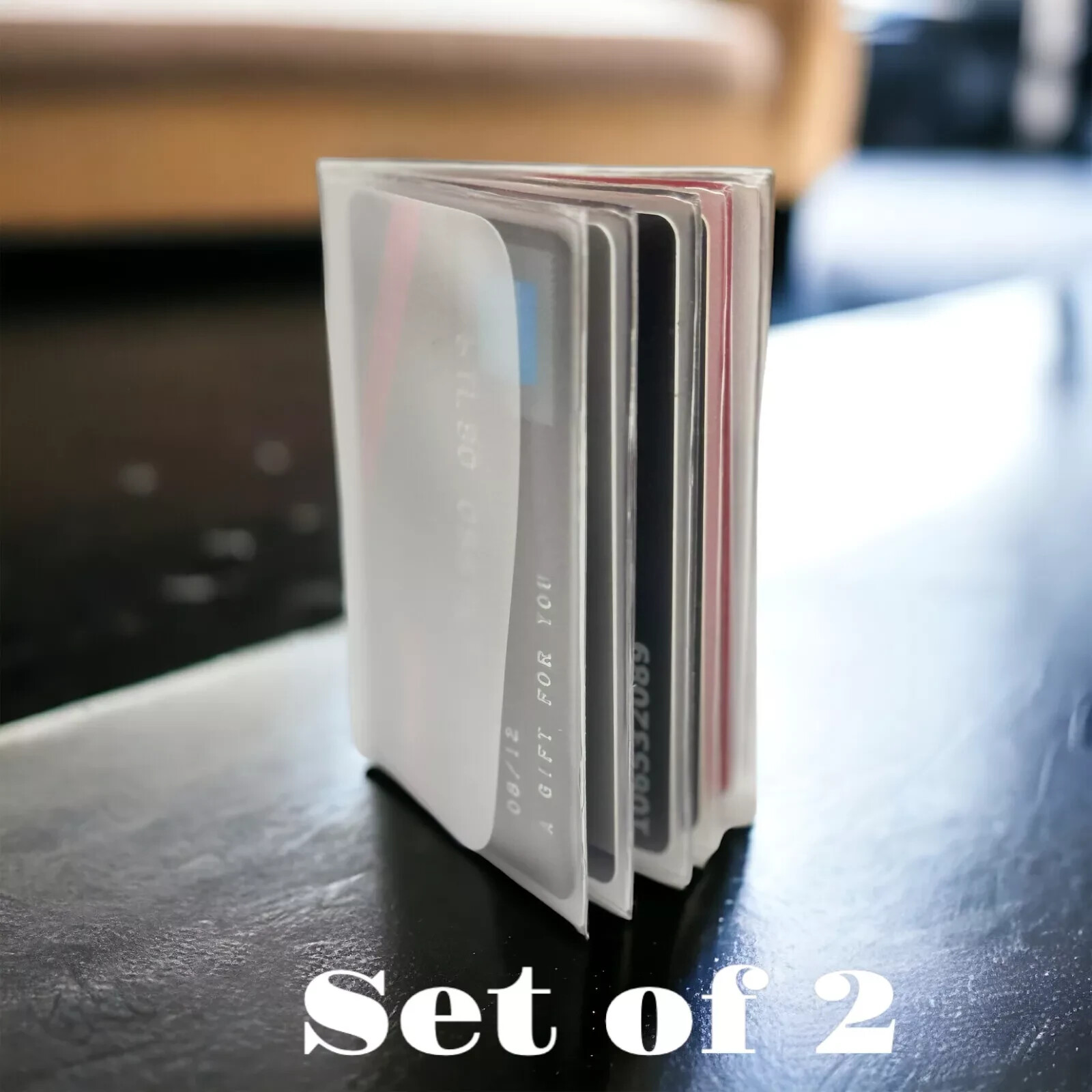 Set of 2 USA Made Trifold Plastic Wallet Inserts Picture Card Holder 6 Pages