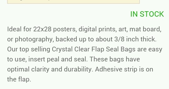 10 22x28 Acid Free Archival Storage cellophane Print Poster Newspaper Flap Seal