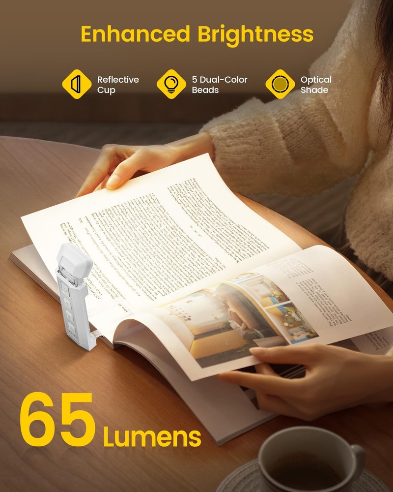 Glocusent Extendable Book Lights for Reading at Night, 5 Enhanced Brightness ...