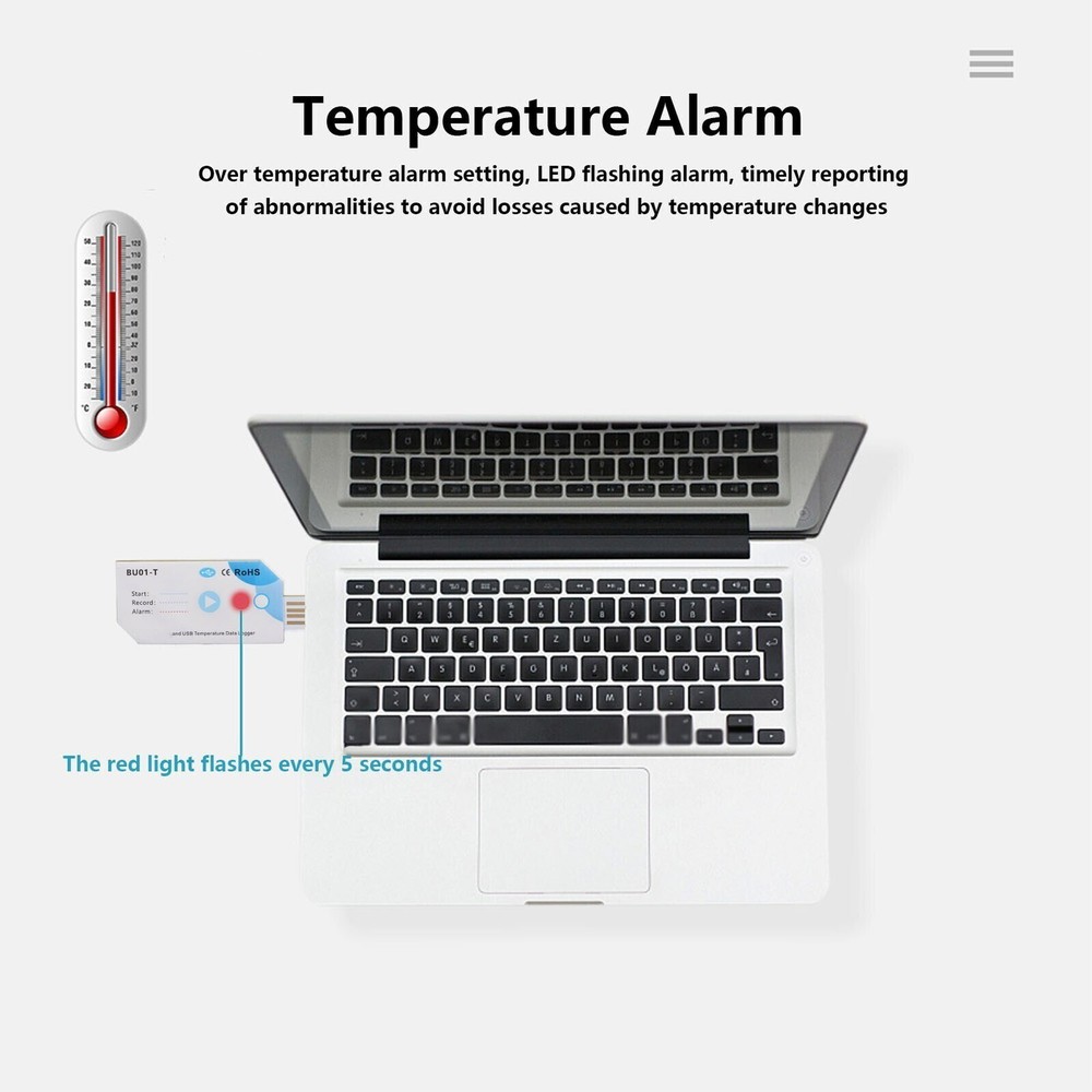 USB Temperature Humidity Data Logger BT 32000 Points Cover 120days PDF Report