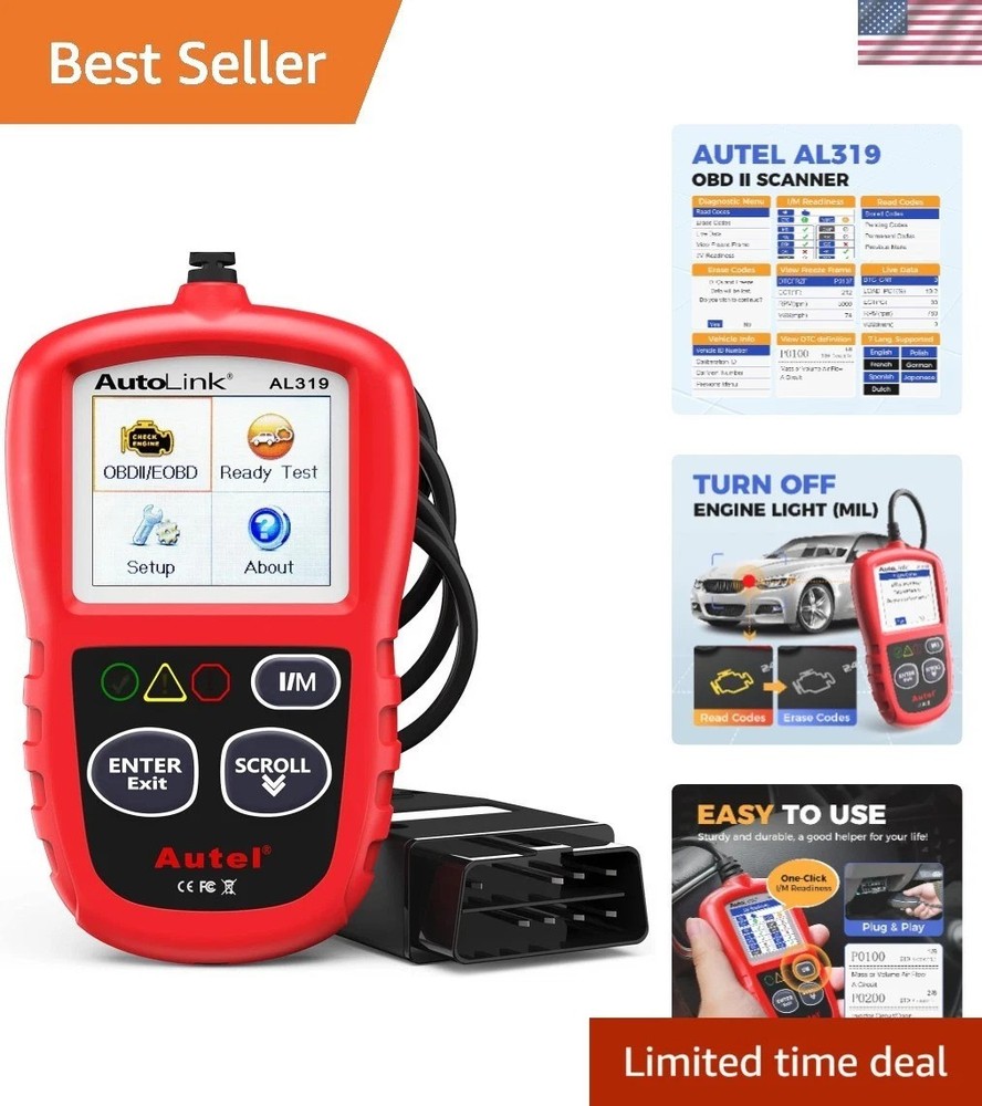 2026 Upgraded AL319 Code Reader – Quick DTC Clearing & One-Click I/M Readiness