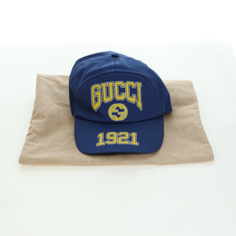 GUCCI Cap Canvas Blue 730186 Auth BA12036A