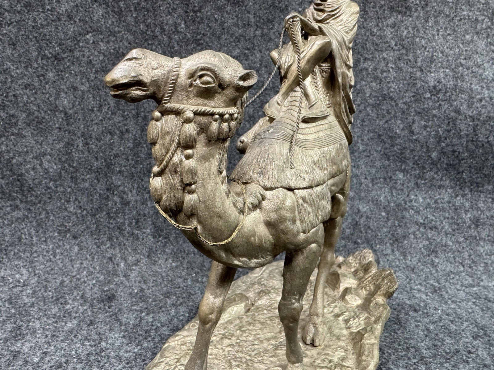 AGATHON LEONARD Antique Bronze Sculpture ~ Arab on Camel Art Signed Rider A 10”