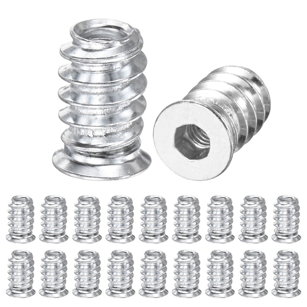 20-Pack Threaded Inserts for Wood, M4x15mm Threaded Insert Nuts [Silver Tone]