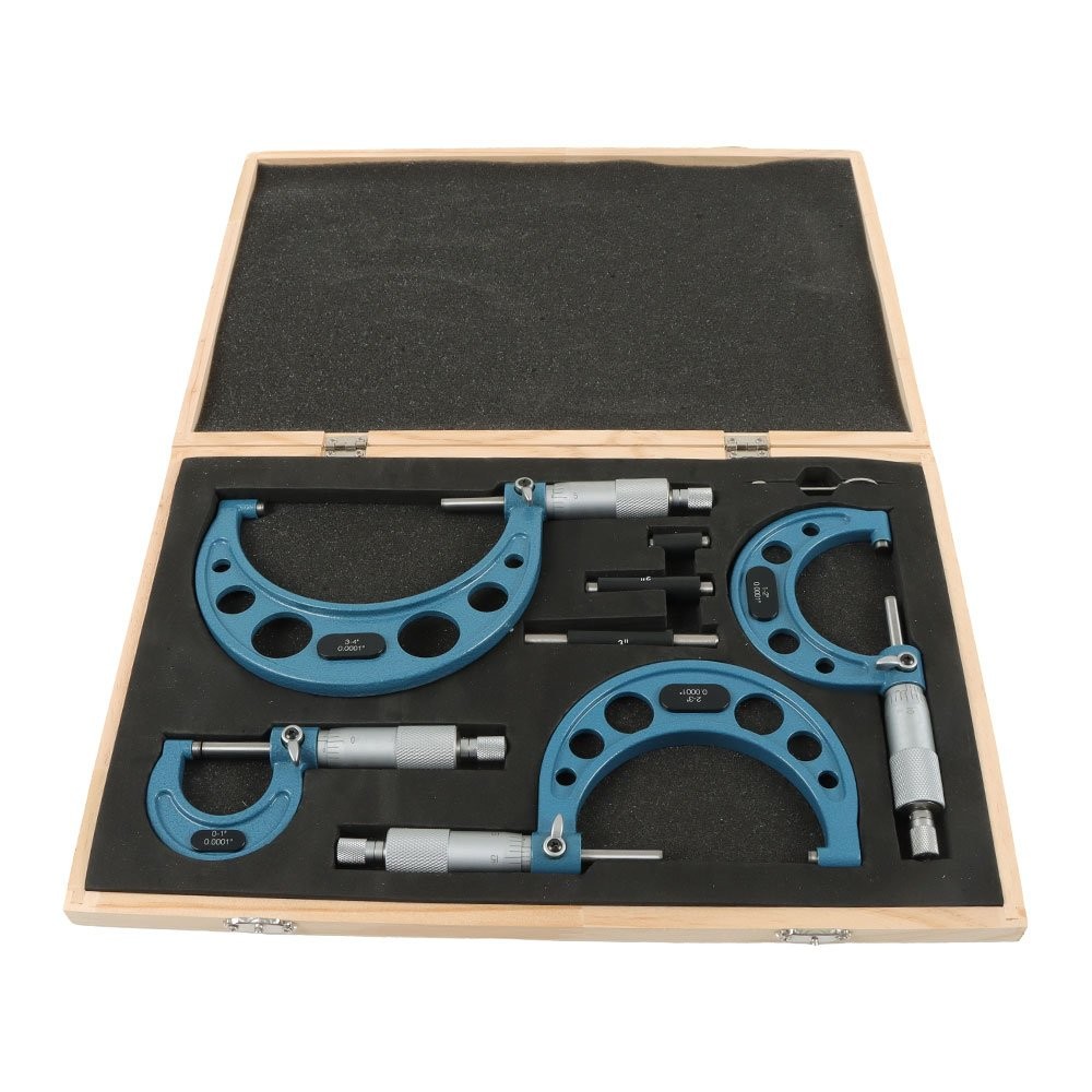 0-4"/0.0001" Outside Micrometer Set Premium Machinist Tool Precision Carbide Tip
